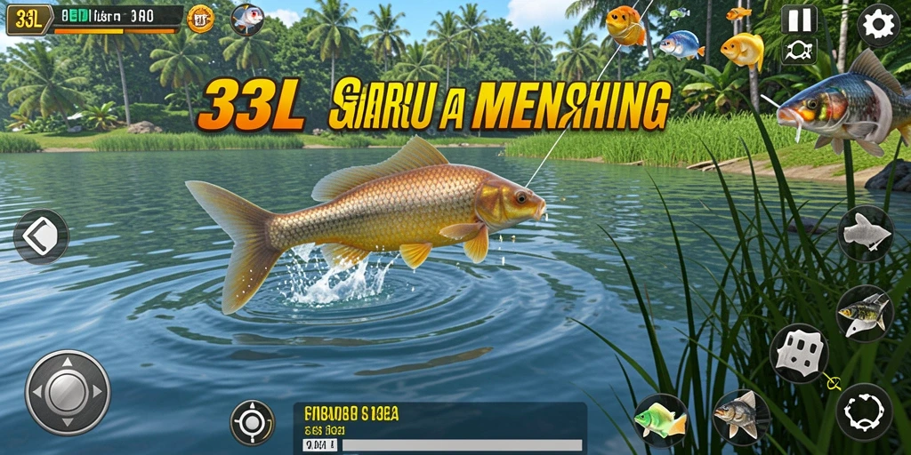 Tangkapan ikan besar di laut yang luas dalam gameplay 33L.