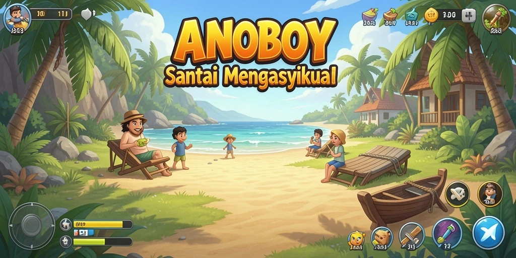 Tampilan gameplay ANOBOY yang menarik dan penuh warna.