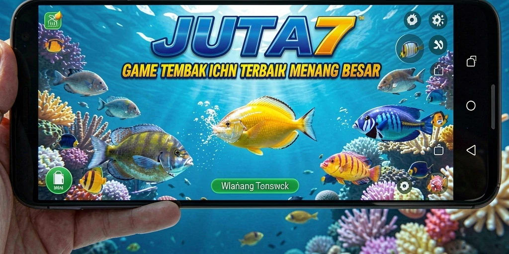 Tampilan gameplay JUTA7 menampilkan aksi menembak ikan yang seru.