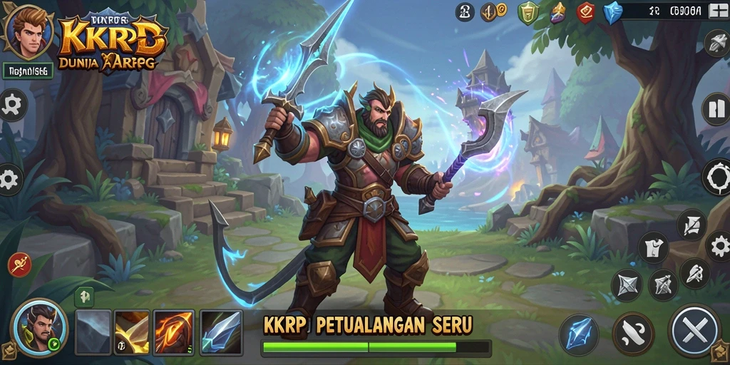 Tangkapan layar menampilkan pertempuran epik dalam permainan ARPG KKRP.
