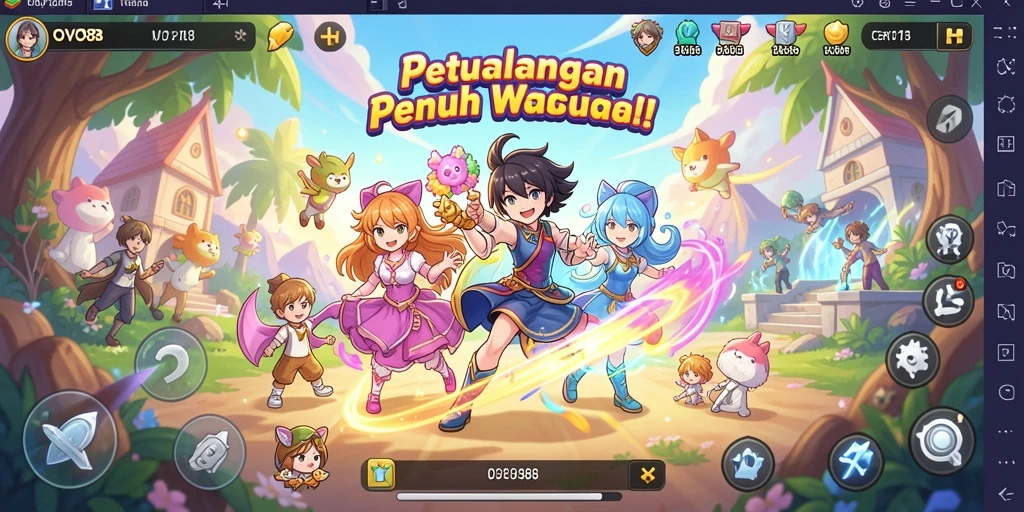 Screenshot gameplay OVO88 menampilkan karakter anime dalam pertempuran.
