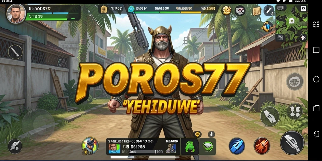 Tampilan gameplay menarik dalam POROS77 dengan simulasi kehidupan.