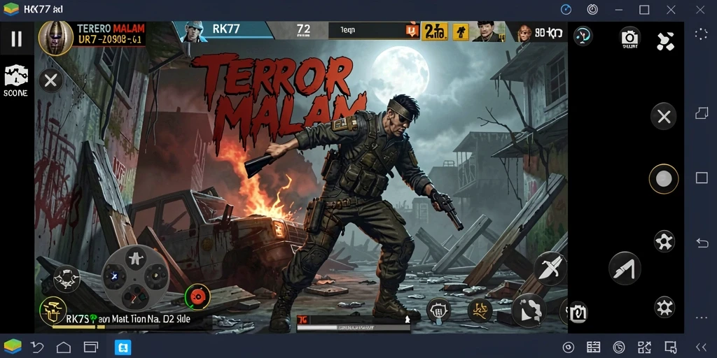 Screenshot menunjukkan momen menegangkan dalam gameplay RK77.