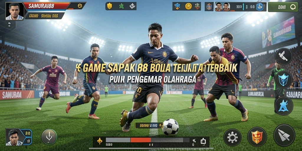 Screenshot utama SAMURAI88 menampilkan gameplay sepak bola yang menegangkan.