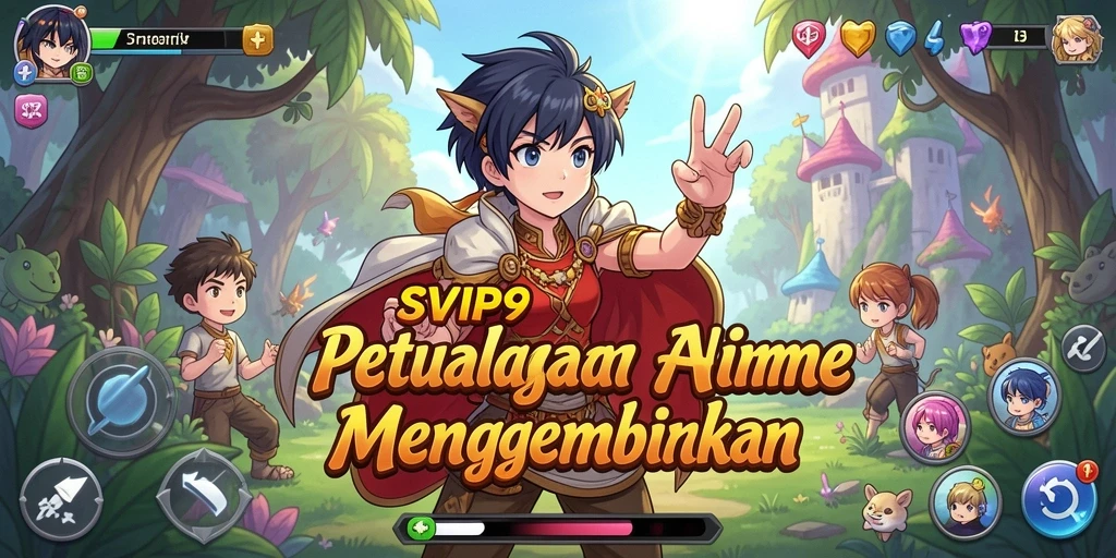 Screenshot utama dari gameplay <strong>SVIP9</strong> yang penuh aksi dan karakter anime.