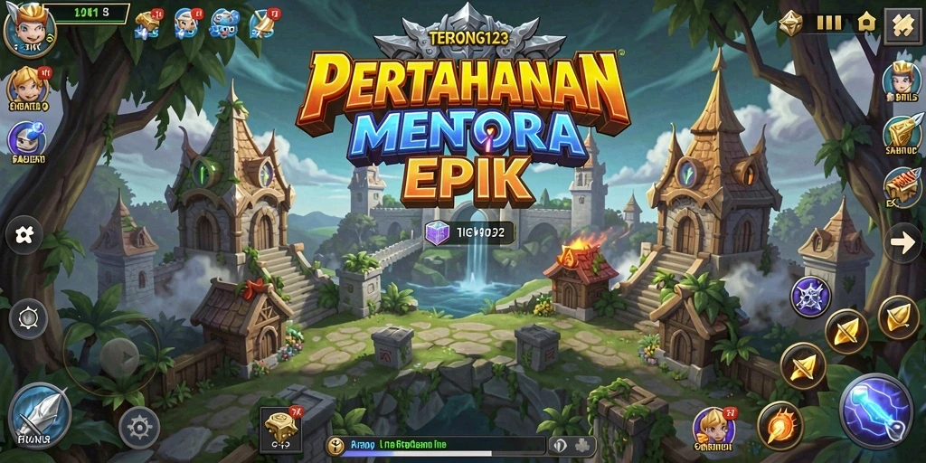 Tampilan gameplay seru dalam game Tower Defense TERONG123.