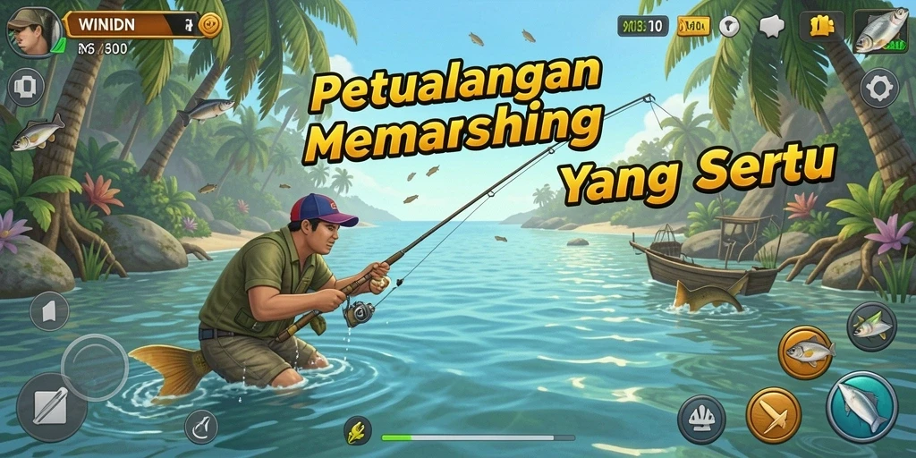 Tampilan seru gameplay WINIDN yang menghadirkan pengalaman memancing.