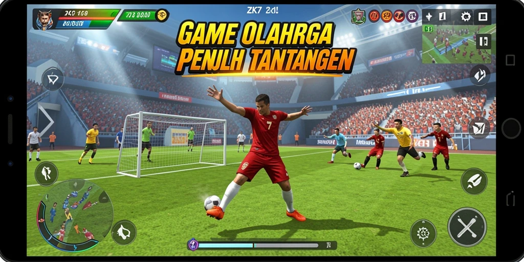 Tampilan gameplay seru dari ZK7 saat pertandingan olahraga.